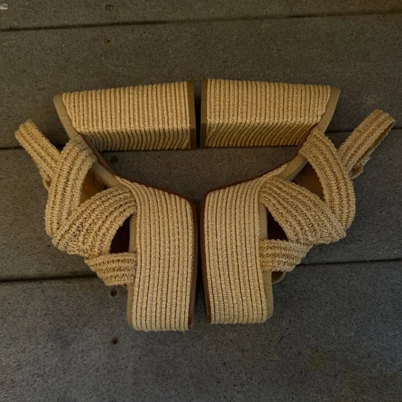 Castaner Sandalo in Rafia Adriana Size 38 Chunky Heel Sandals‎ Made In Spain - Picture 12 of 16